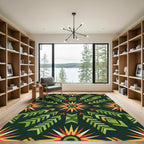 Green Red Yellow Sun Arrow Rug