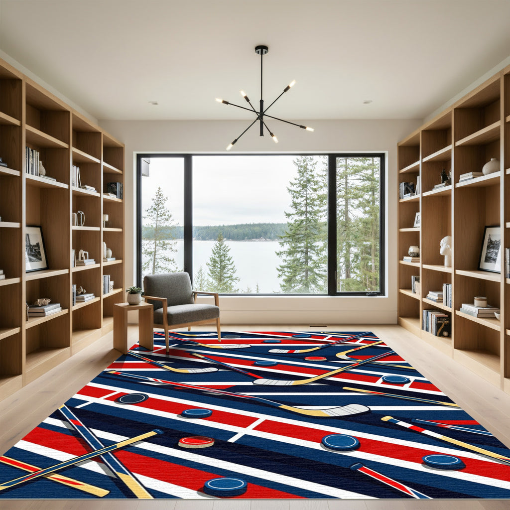 Dynamic Hockey Stick Geometric Graphic Rug