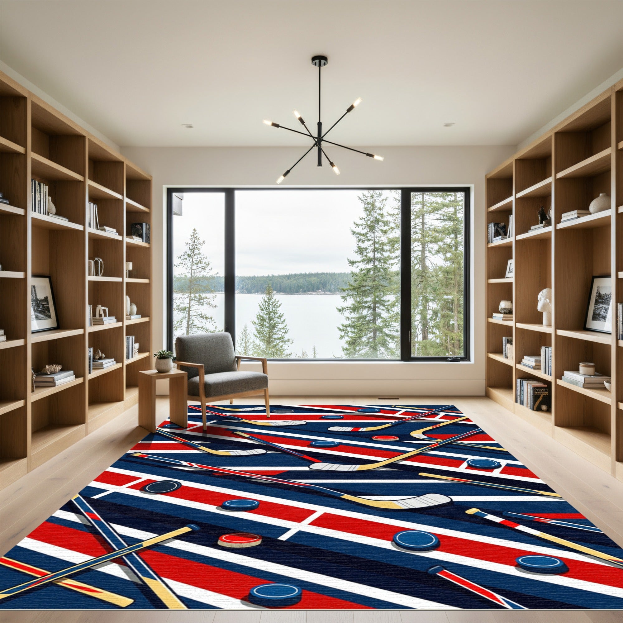 Dynamic Hockey Stick Geometric Graphic Rug