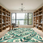 Teal Winding River Leafy Branches Rug