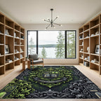 Emerald Academic Heraldic Scholastic Emblem Rug