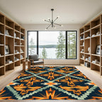 Southwestern Orange Geometric Cross Rug