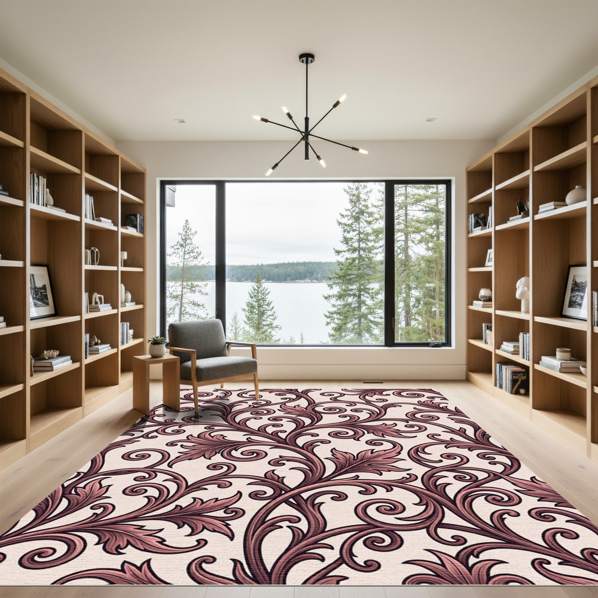 Rose Scrollwork Floral Vines Rug