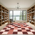 Terracotta Checked Squares Rug