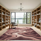 Earthy Winding Topographic Mountain Lines Rug