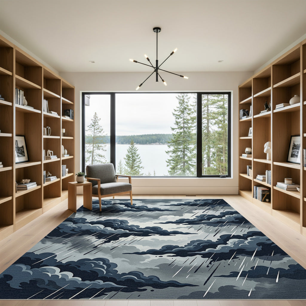 Dark Stormy Clouds with Rain Rug