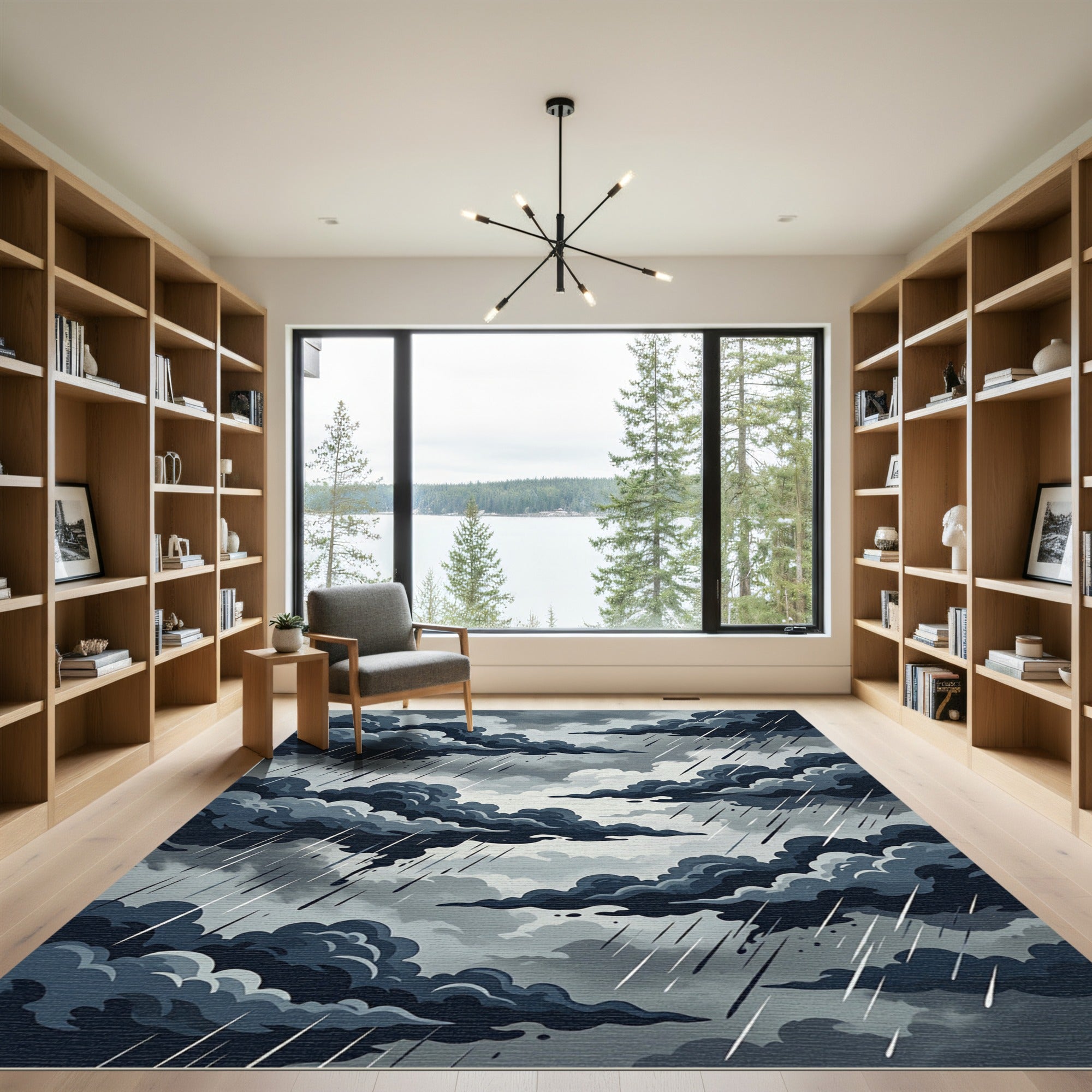 Dark Stormy Clouds with Rain Rug