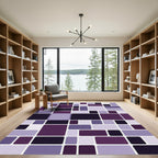 Abstract Purple Geometric Block Mosaic Rug