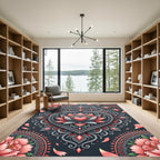 Coral Pink Mandala Heart Bloom Rug