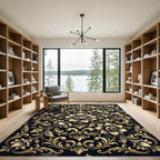 Gilded Black Floral Arabesque Rug