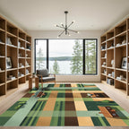 Earthy Tones Farmhouse Aerial Grid Rug