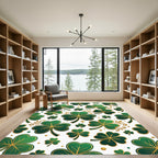 Golden Shamrock Clover Emerald Botanical Rug