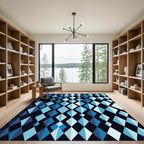 Deep Blue Diamond Gradient Geometric Rug