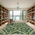 Emerald Green Floral Vase Harmony Rug