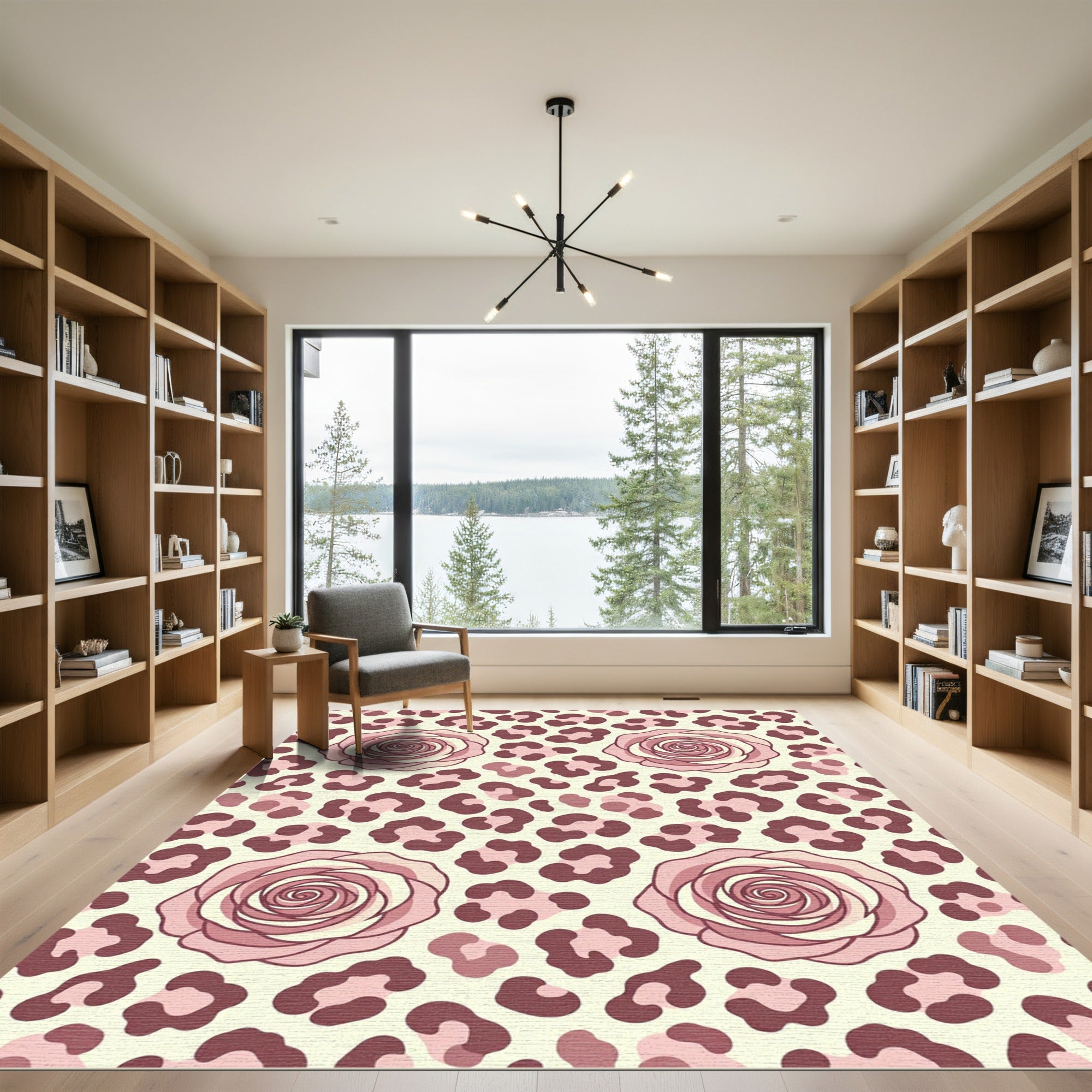 Blush Pink Rose Leopard Animal Spot Rug