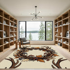 Rustic Antler Wreath with Autumn Foliage Rug