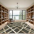 Modern Neutral Interwoven Lattice Grid Rug