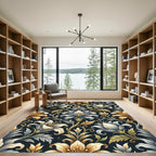 Vintage Floral Gold and Silver Rug