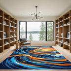 Vibrant Sunset Ocean Wave Abstract Rug
