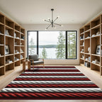 Crimson White Twisted Rope Texture Rug