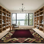 Regal Interlocking Gold Crimson Border Rug