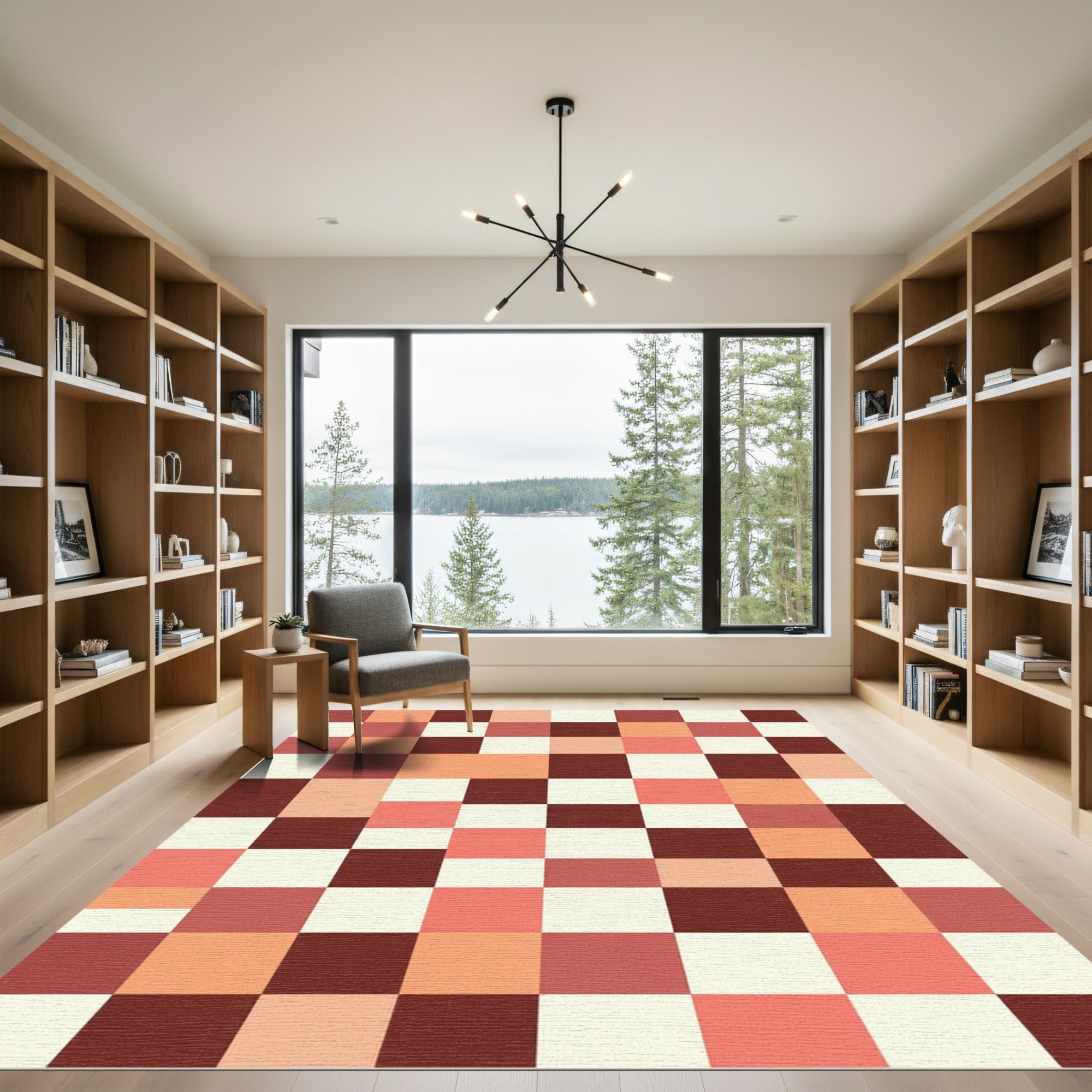 Terracotta Square Checkerboard Loom Rug