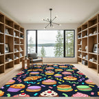 Cheerful Kawaii Cupcake and Confetti Illustration Rug
