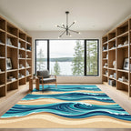 Coastal Blue Shoreline Wave Rug