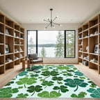 Lucky Four Leaf Clover Botanical Meadow Rug