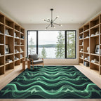Emerald Green Soundwave Ripple Rug