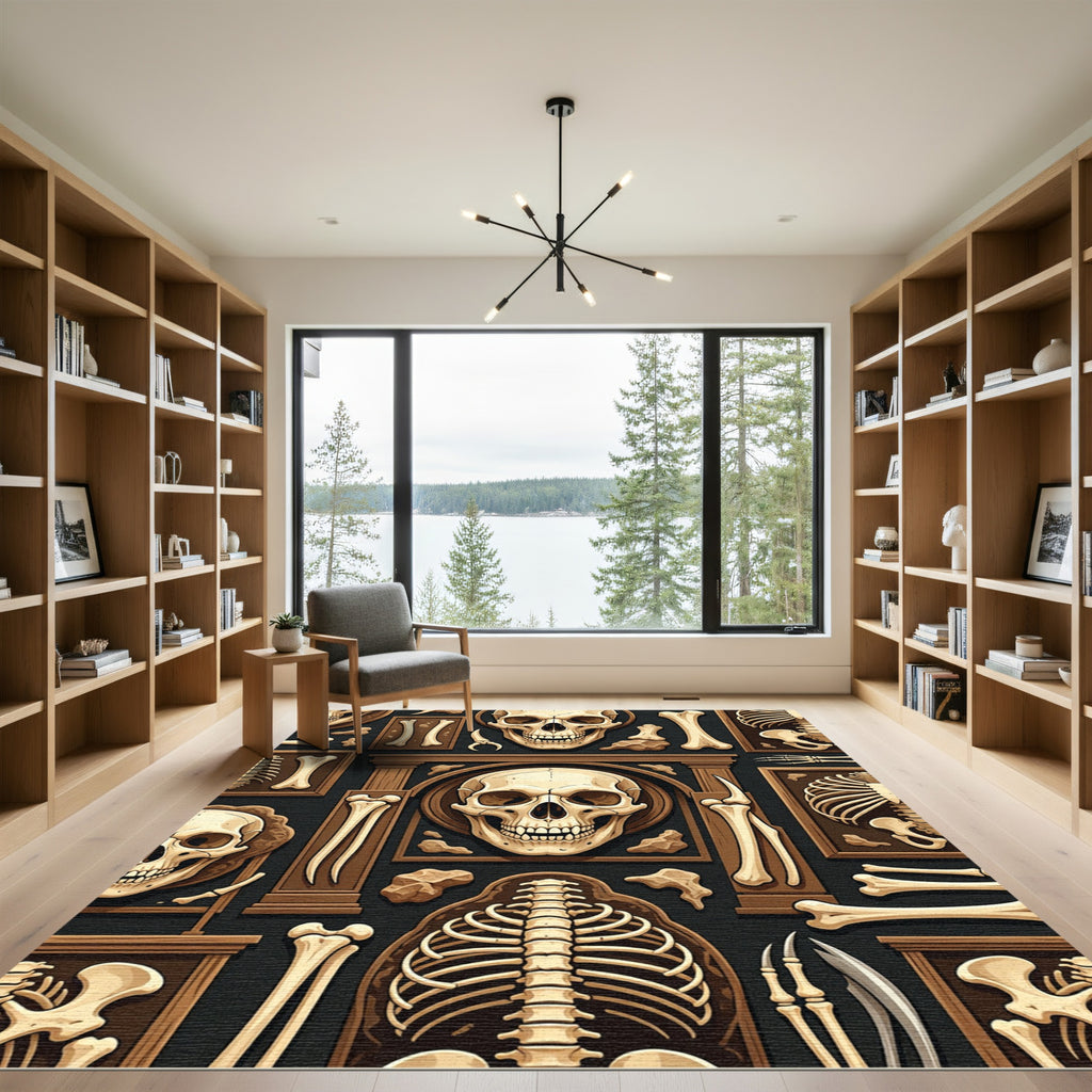 Gothic Cream Bone Anatomy Ivory Art Rug
