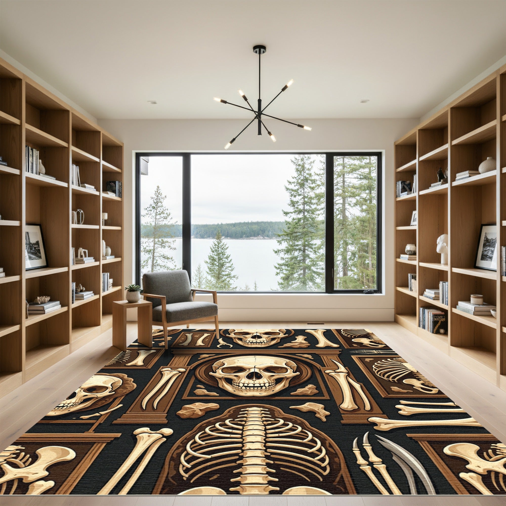 Gothic Cream Bone Anatomy Ivory Art Rug