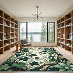 Lush Green Botanical Ivy Vine Garden Rug