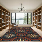 Ancient Compass Rose Medallion Accent Rug