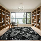 Charcoal Gray Cracked Stone Aggregate Rug