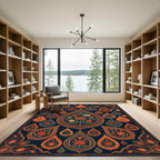 Midnight Floral Paisley Teardrop Arrangement Rug