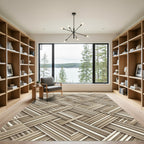 Neutral Woven Basketweave Geometric Texture Rug