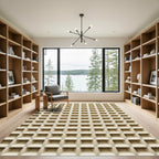 Textured Cream Grid Waffle Rug