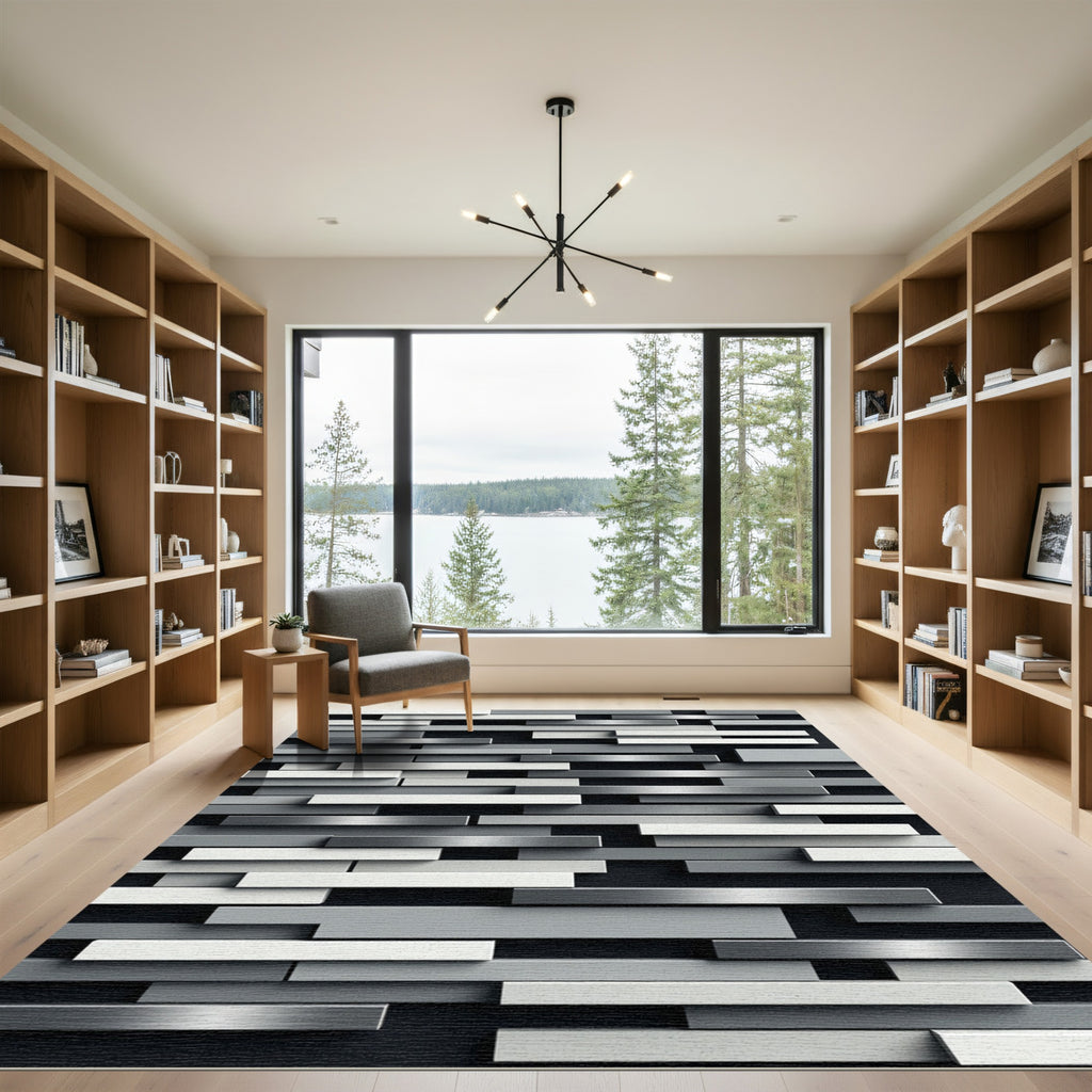 Monochromatic Stacked Horizontal Bars Rug