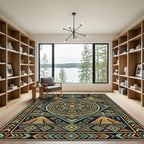 Aztec Golden Pyramid Geometric Medallion Rug