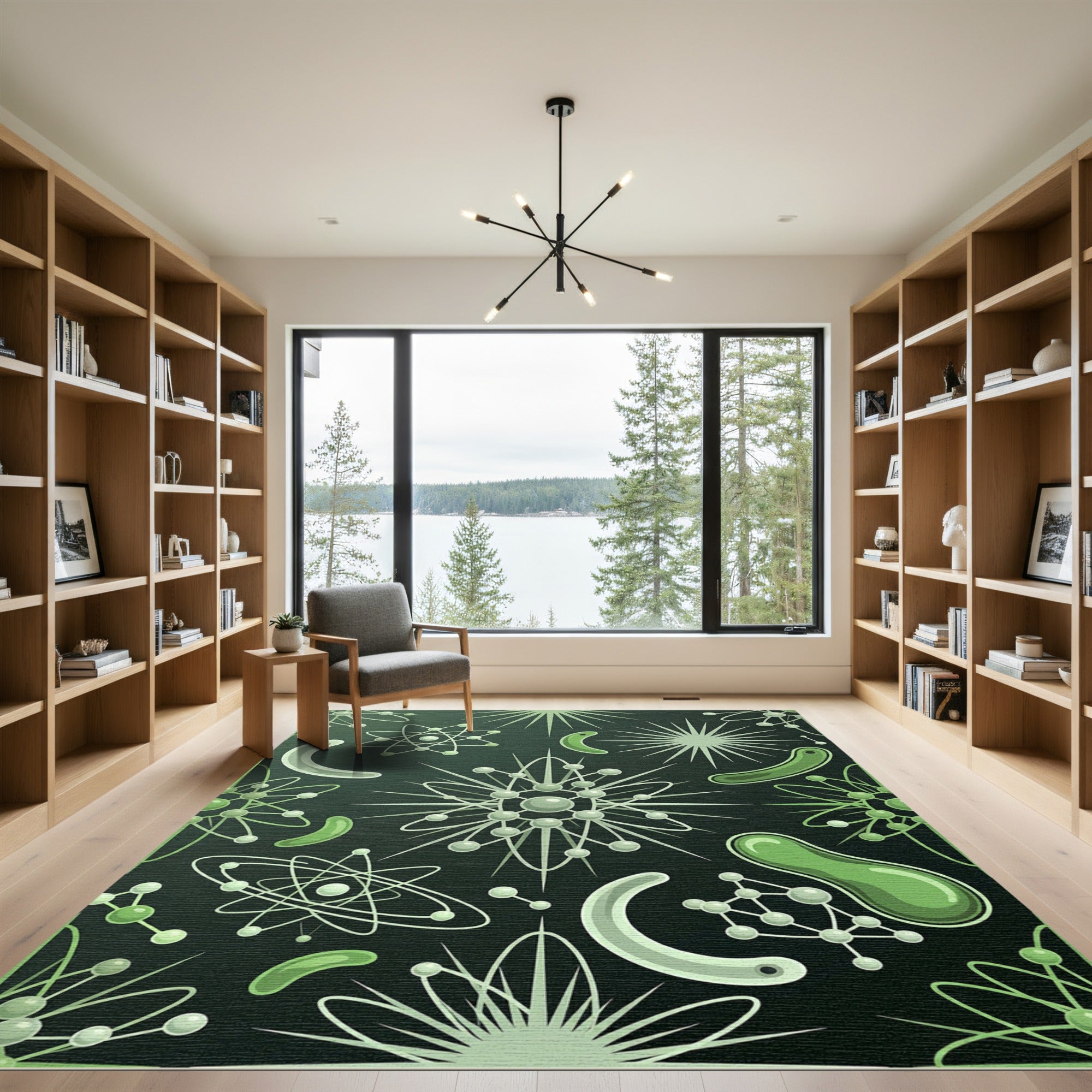 Green Microscopic Cell Organic Forms Rug