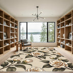 Cream Camellia Botanical Branches Rug