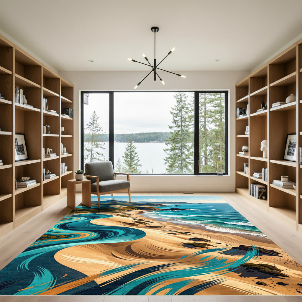 Coastal Dunes Ocean Wave Art Rug