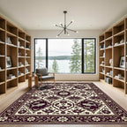 Crimson Floral Fish Garden Mandala Rug