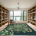 Emerald Floral Medallion Boho Garden Rug