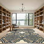 Ornate Teal Gold Clover Lattice Rug