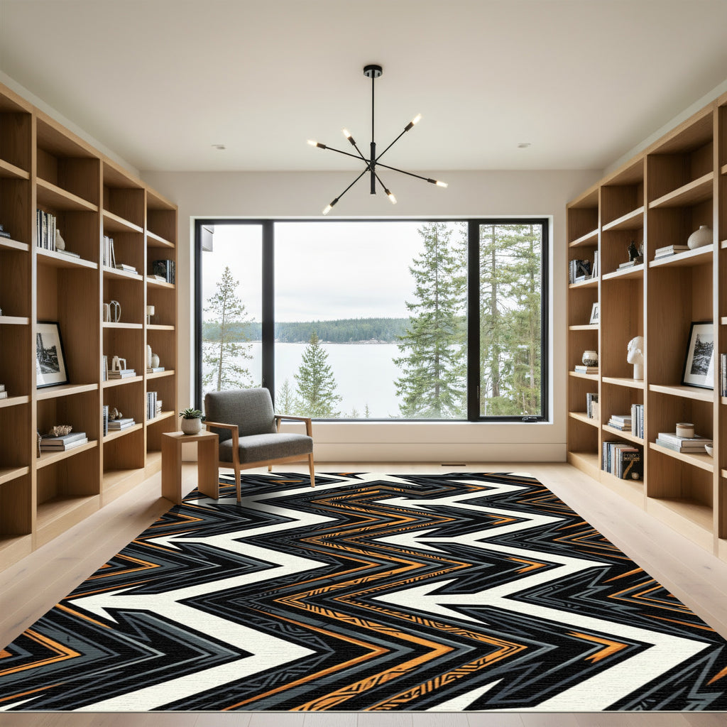 Bold Geometric Zigzag Tribal Rug