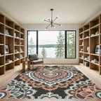 Romantic Pink White Heart Mandala Rug