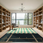 Mint Green and Cream Striped Awning Rug