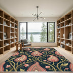 Elegant Pink Paisley Floral Vine Rug